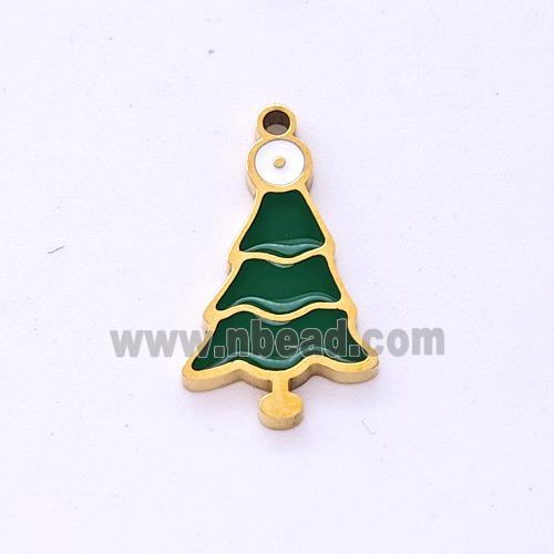 Christmas Tree Charms Stainless Steel Pendant Enamel Gold plated