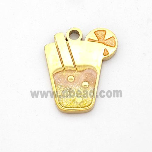 Ice Cream Bottle Drink Cup Charms Stainless Steel Pendant Painted Gold Plated