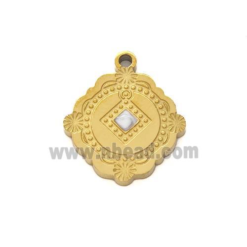 Stainless Steel Pendant White Painted Gold Plated