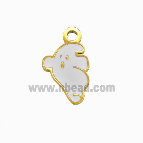 Halloween Ghost Charms 304 Stainless Pendant White Enamel Gold Plated