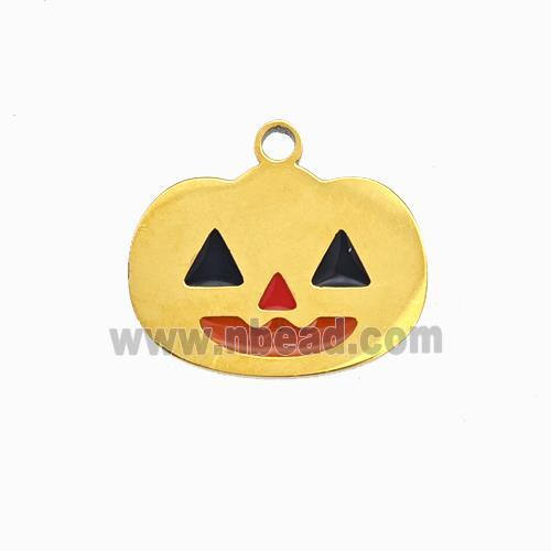 Halloween Pumpkin Charms 304 Stainless Pendant Enamel Gold Plated