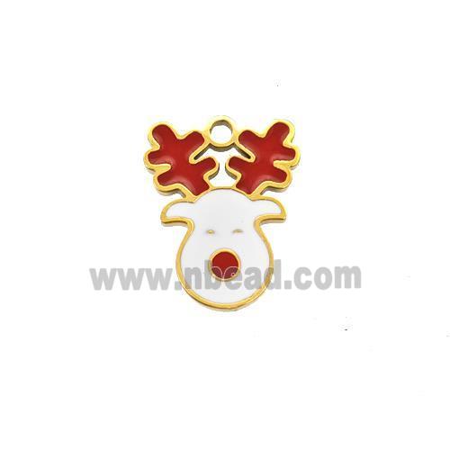 Christmas Reindeer Charms 304 Stainless Steel Pendant Enamel Gold Plated