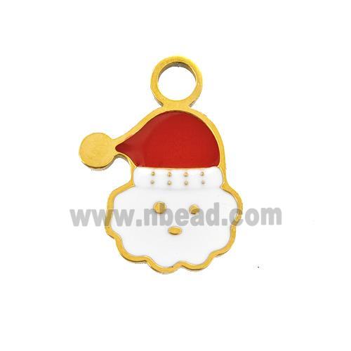 Christmas Santa Claus Charms 304 Stainless Steel Pendant Enamel Gold Plated