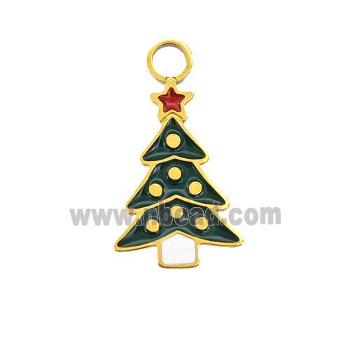 Christmas Tree Charms 304 Stainless Steel Pendant Enamel Gold Plated