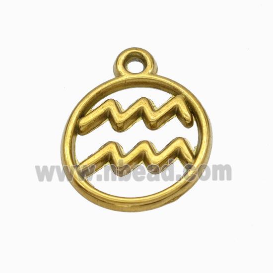 Stainless Steel Symbol Pendant Zodiac Aquarius Gold Plated