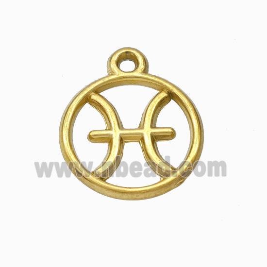 Stainless Steel Symbol Pendant Zodiac Pisces Gold Plated