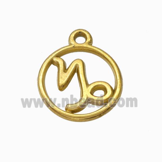 Stainless Steel Symbol Pendant Zodiac Capricorn Gold Plated