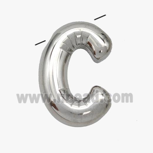 Raw Stainless Steel Letter-C Pendant