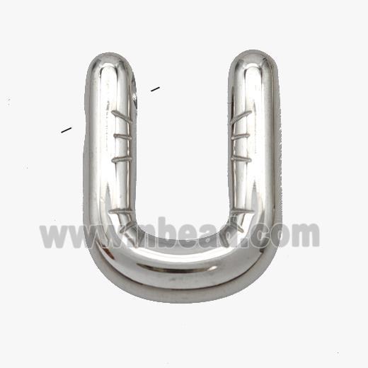 Raw Stainless Steel Letter-U Pendant