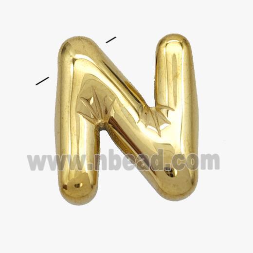 Stainless Steel Letter-N Pendant Gold Plated