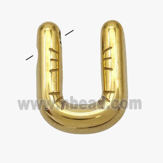 Stainless Steel Letter-U Pendant Gold Plated