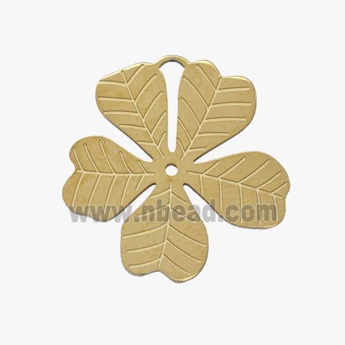 Stainless Steel Leaf Pendant Clover Gold Plated