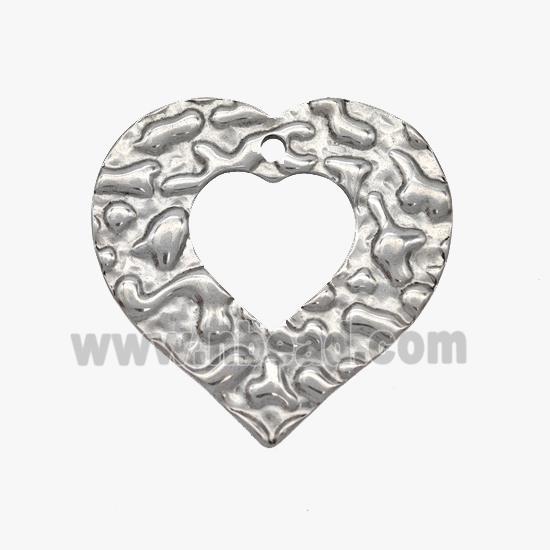 Raw Stainless Steel Heart Pendant Hammered