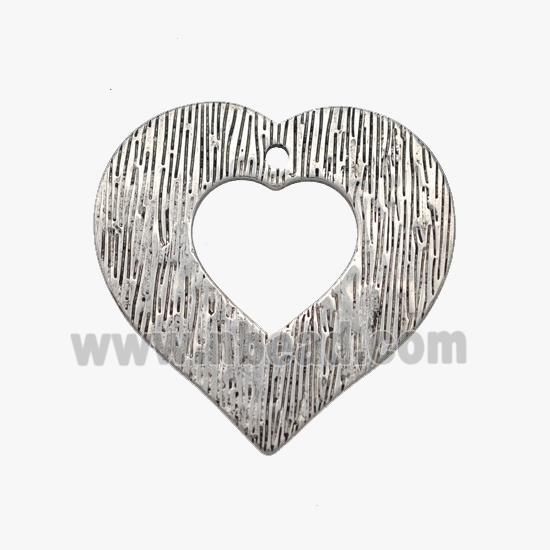 Raw Stainless Steel Heart Pendant Hand Brushed