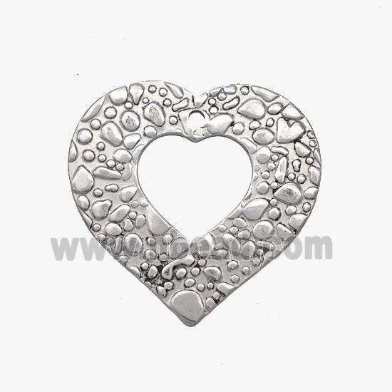 Raw Stainless Steel Heart Pendant Hammered