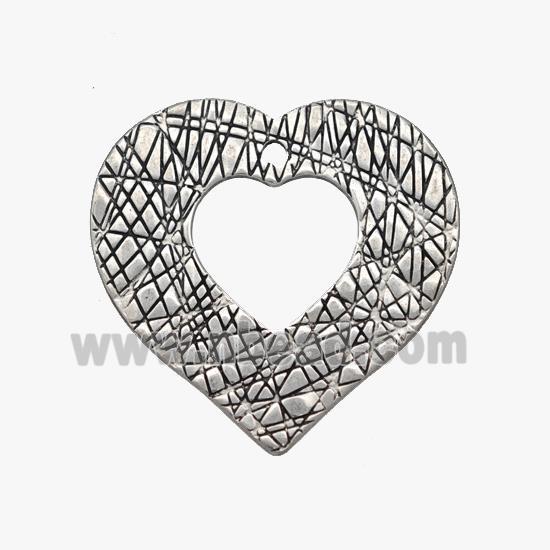 Raw Stainless Steel Heart Pendant Hand Brushed