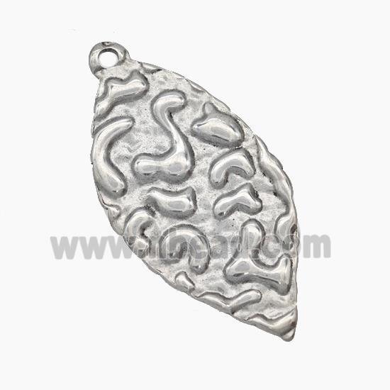 Raw Stainless Steel Leaf Pendant Hammered