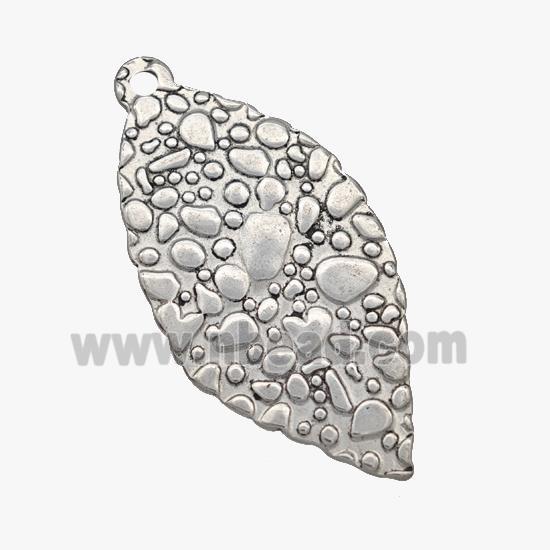 Raw Stainless Steel Leaf Pendant Hammered