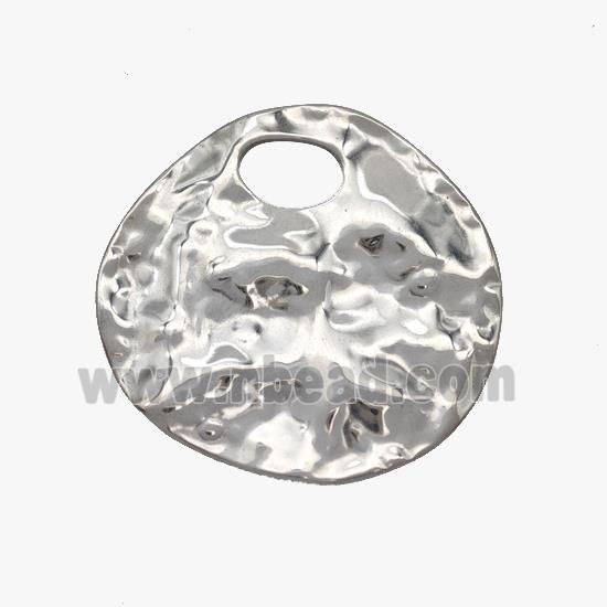 Raw Stainless Steel Circle Pendant Hammered