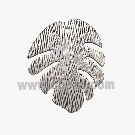 Raw Stainless Steel Leaf Pendant Brushed