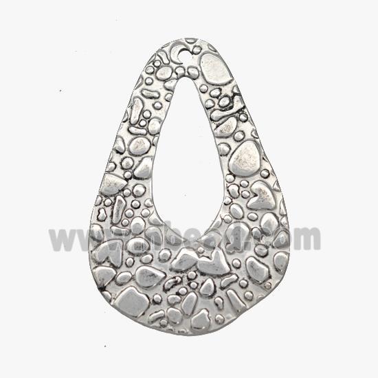 Raw Stainless Steel Teardrop Pendant Hammered