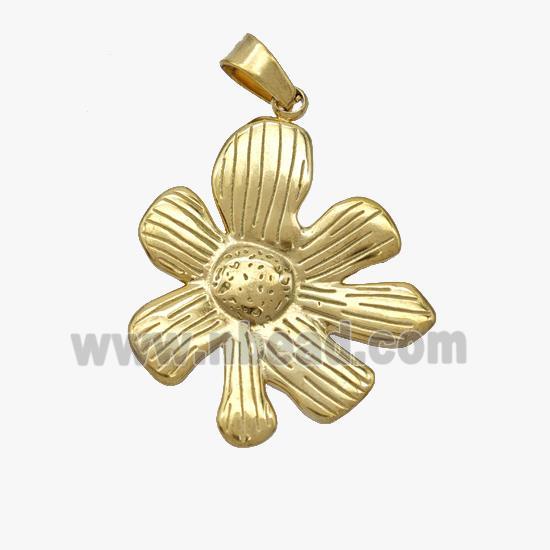 Stainless Steel Flower Pendant Gold Plated