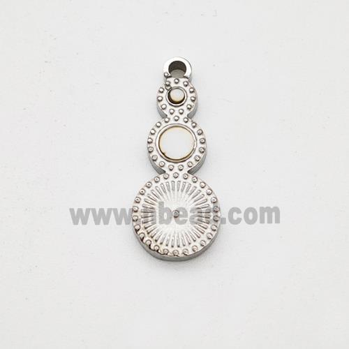 Raw Stainless Steel Clock Pendant Pave Shell