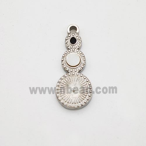 Raw Stainless Steel Clock Pendant Pave Shell