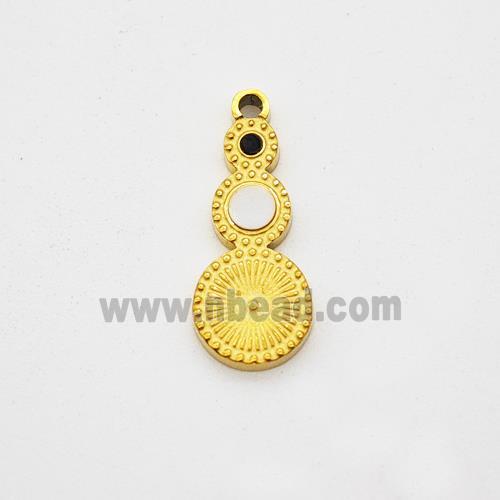 Stainless Steel Clock Pendant Pave Shell Gold Plated