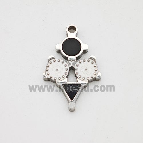 Raw Stainless Steel Clock Pendant Pave Acrylic