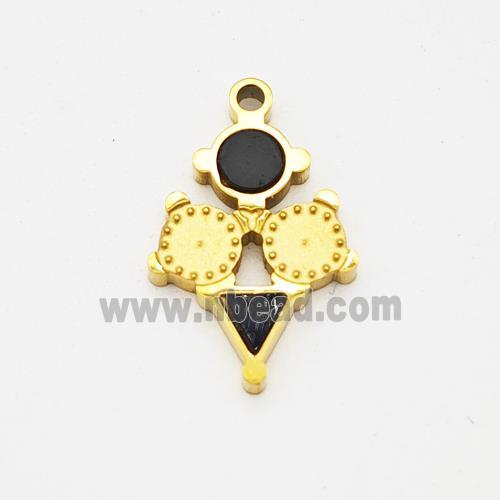 Stainless Steel Clock Pendant Pave Acrylic Gold Plated