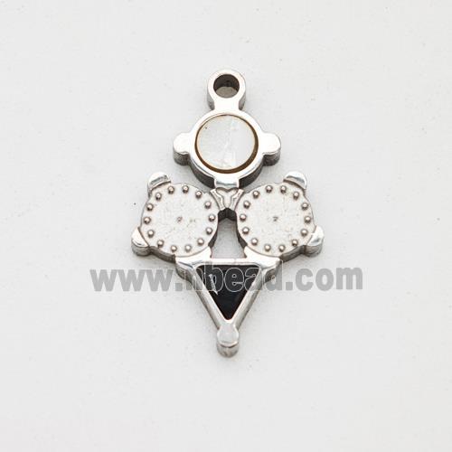 Raw Stainless Steel Clock Pendant Pave Shell Acrylic