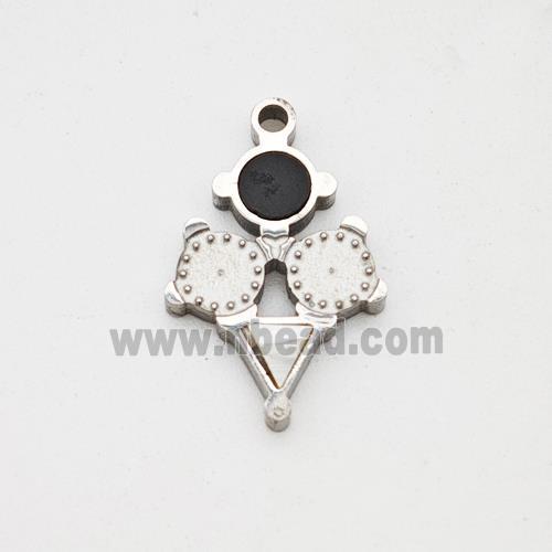 Raw Stainless Steel Clock Pendant Pave Shell Acrylic