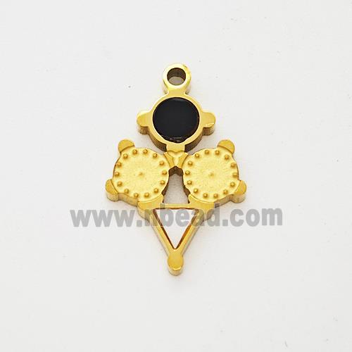 Stainless Steel Clock Pendant Pave Shell Acrylic Gold Plated