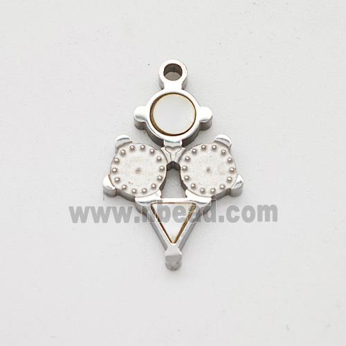 Raw Stainless Steel Clock Pendant Pave Shell