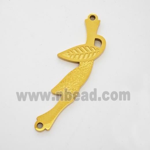 Stainless Steel Bamboo Pendant 2loops Gold Plated