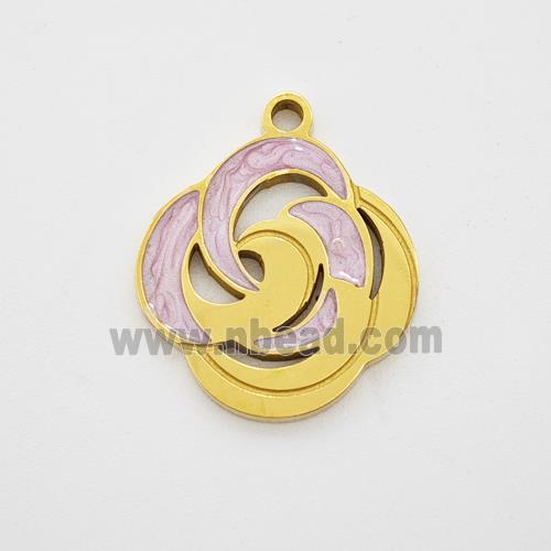 Stainless Steel Flower Pendant Painted Gold Plated