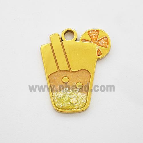 Stainless Steel Ice Cream Bottle Drink Cup Pendant Painted Gold Plated