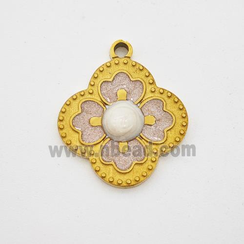 Stainless Steel Clover Pendant Painted Gold Plated