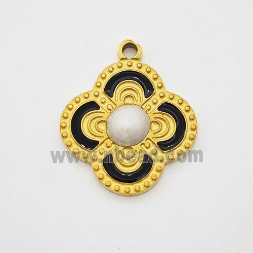 Stainless Steel Clover Pendant Enamel Gold Plated