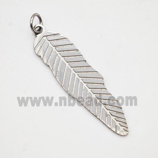 Raw Stainless Steel Leaf Pendant