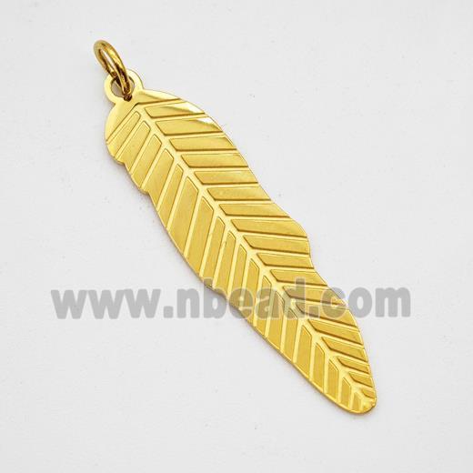 Stainless Steel Leaf Pendant Gold Plated