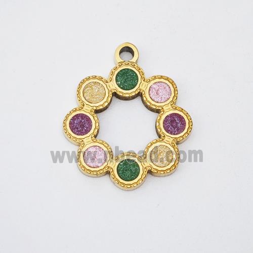 Stainless Steel Wreath Pendant Painted Gold Plated