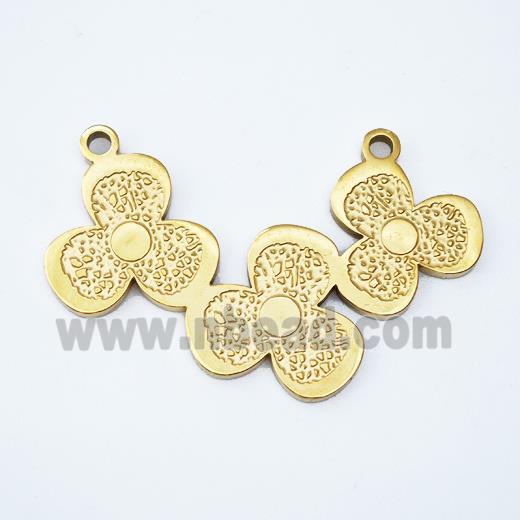 Stainless Steel Clover Link Pendant 2loops Gold Plated