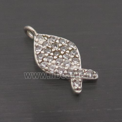 Sterling Silver Fish Pendant Pave Zircon