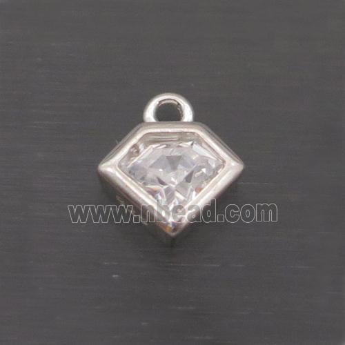 Sterling Silver Polygon Pendant Pave Crystal