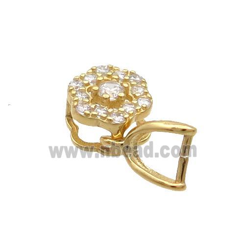 Sterling Silver Pinch Bail Pave Zircon Clasp Gold Plated