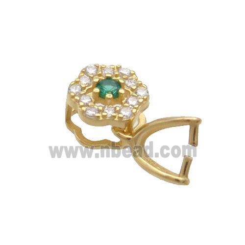 Sterling Silver Pinch Bail Pave Zircon Clasp Gold Plated