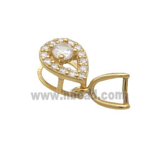 Sterling Silver Pinch Bail Pave Zircon Clasp Gold Plated