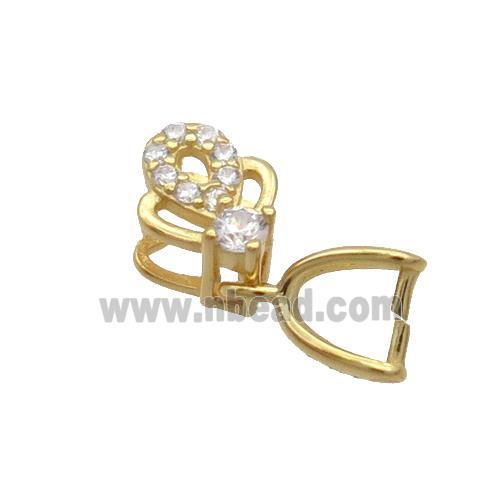 Sterling Silver Pinch Bail Pave Zircon Clasp Gold Plated